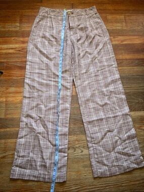 Vintage Maeve Plaid Wide-Leg Chinos in Brown and Cream